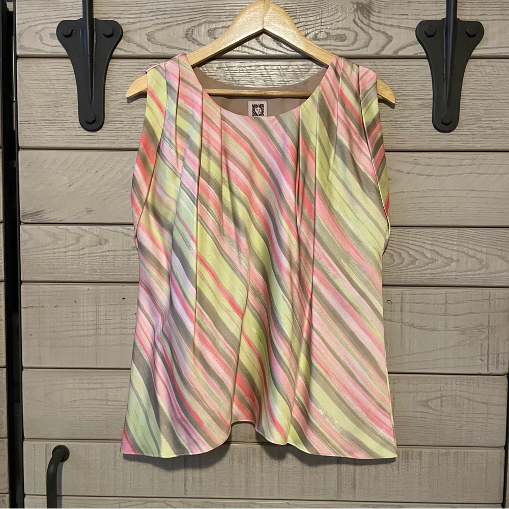 Anne Klein Pink and Gray Sleeveless Blouse